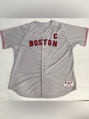 Boston Red Sox Jason Varitek  Majestic Jersey Button Up Gray Size 56